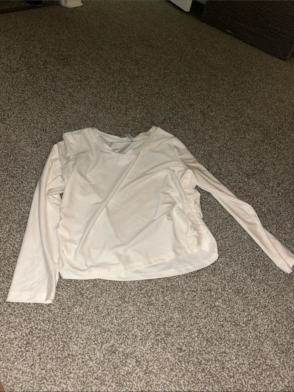 all in motion Cream Long Sleeve Top with Side Ruffle